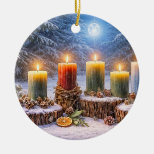 Jul-Sonnenwende-Kerzen-Mond Keramik Ornament