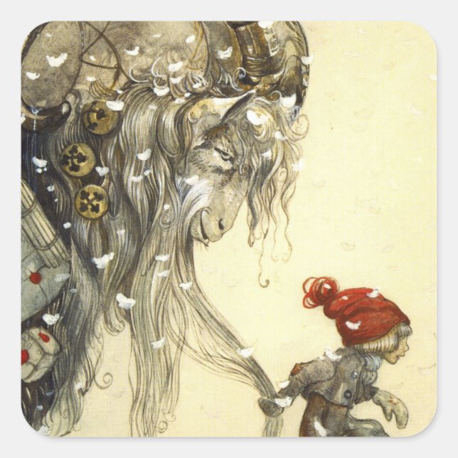 Julbock John Bauer Quadratischer Aufkleber (Vorderseite)