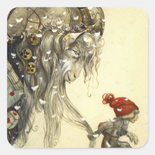 Julbock John Bauer Quadratischer Aufkleber