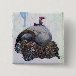 Julbocken Reitet Yule Ziege Button
