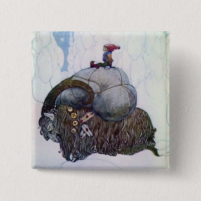 Julbocken Riding Weihnachten Goat Button (Vorderseite)