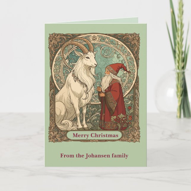 Julbocken Yule Goat And Jultomten Scandinavian  Karte (Vorderseite)