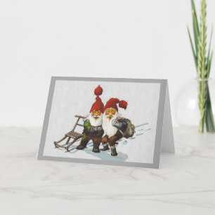 Julenisse Friends Sledding Feiertagskarte