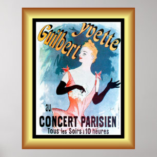 Jules Cheret ~ Art Nouveau ~ Yvette Guilbert ~ Po Poster