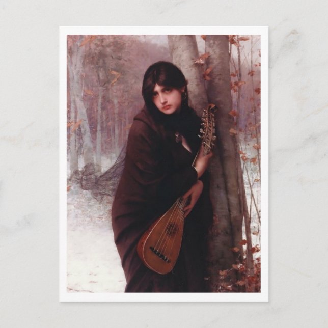 Jules Joseph Lefebvre, Mädchen mit Mandoline Postkarte (Vorderseite)