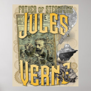 Jules Verne Vater von Steampunk Poster