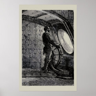 Jules Vernes Kapitän Nemo steuert die Nautilus Poster