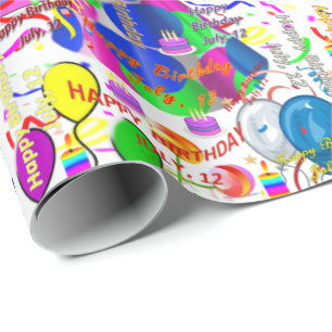 Juli, 12 Geburtstag Geschenkpapier