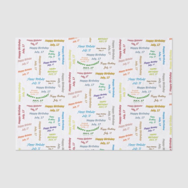 Juli, 17 Geburtstags-Gewebepapier Seidenpapier (Vorderseite)