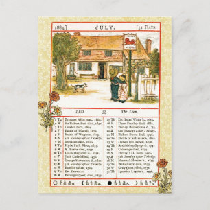 Juli 1884 Almanac  Leo, der Löwe Postkarte