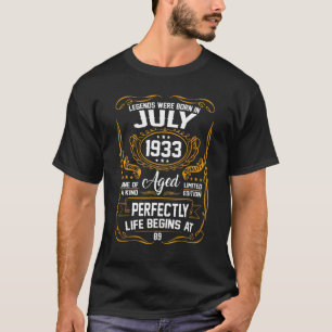 Juli 1933 89. Geburtstag 89 Jahre alt für Männer F T-Shirt