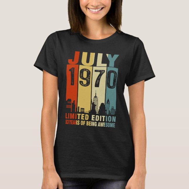 Juli 1970 53 Jahre Phantastisch Vintag T-Shirt (Vorderseite)