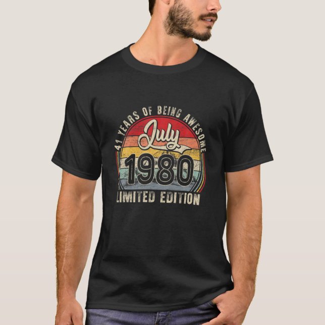 Juli 1980 Limited Edition Outfit Retro 41St Bday G T-Shirt (Vorderseite)