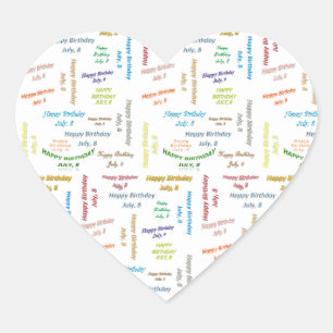 Juli, 1 Geburtstagsticker Herz-Aufkleber