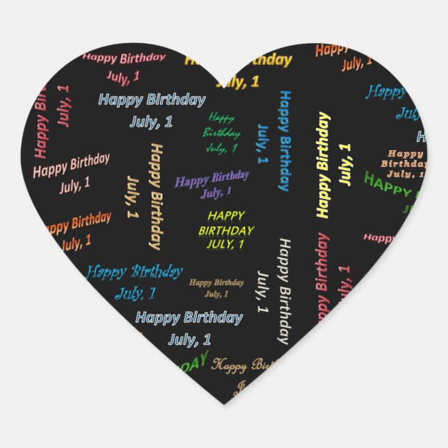 Juli, 1 Geburtstagsticker Herz-Aufkleber (Vorderseite)