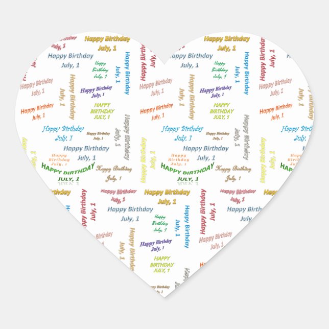 Juli, 1 Geburtstagsticker Herz-Aufkleber (Vorderseite)