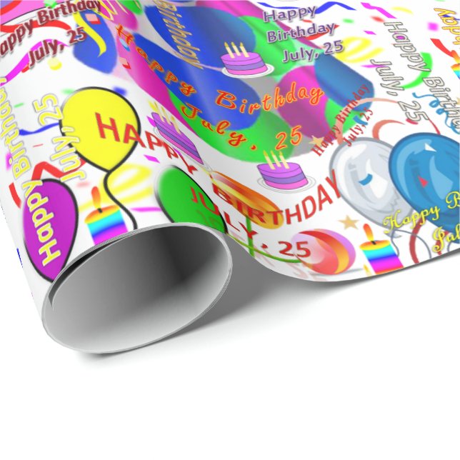 Juli, 25 Geburtstag Geschenkpapier (Rolleneckpunkt)