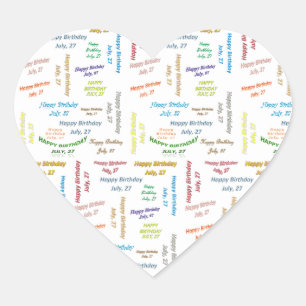 Juli, 28 Geburtstagsticker Herz-Aufkleber