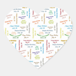 Juli, 29 Geburtstagsticker Herz-Aufkleber