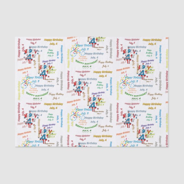 Juli, 4. Geburtstag, Gewebepapier Seidenpapier (Vorderseite)