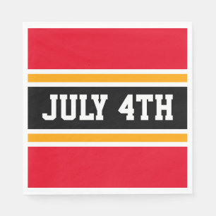 JULI 4TH Bright Red White Racing Stripes Serviette