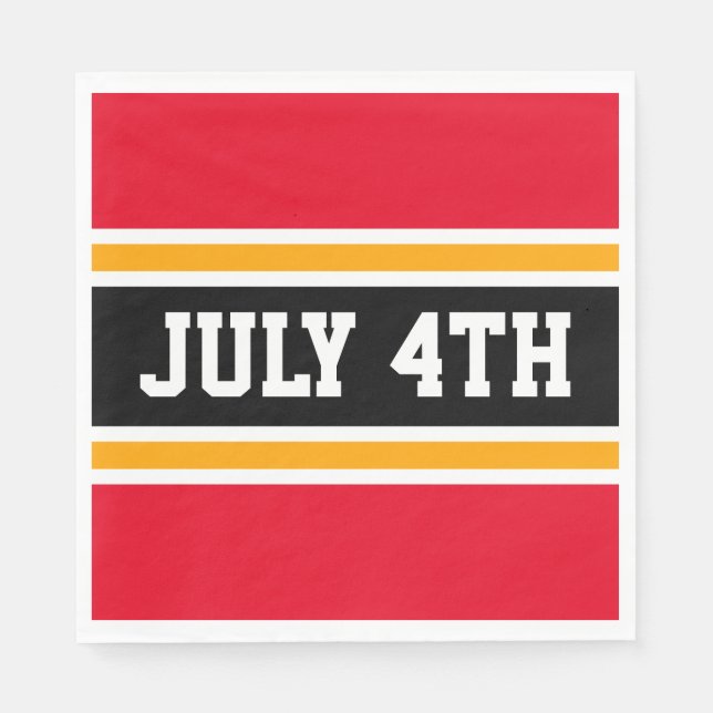 JULI 4TH Bright Red White Racing Stripes Serviette (Vorderseite)