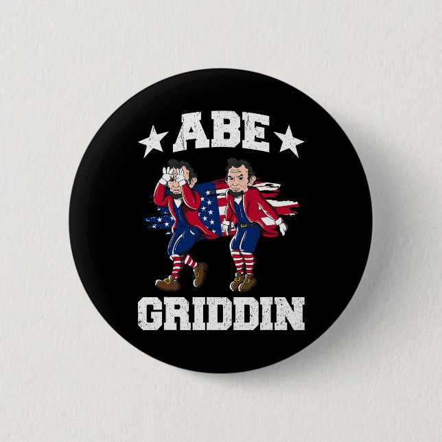 Juli Abraham Lincoln Griddy Abe Griddin Button (Vorderseite)