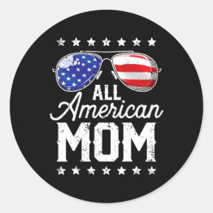 Juli Alle amerikanischen Mamas Sungles Family Runder Aufkleber