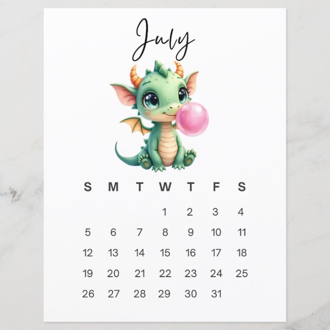 Juli-Baby-Drache-Kunstprint Whimsical Fantasy (Vorderseite)