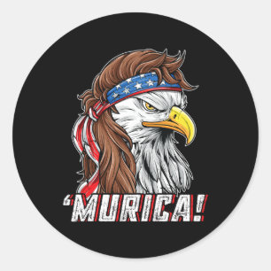 Juli Bald Eagle Mullet Murica Usa USA Merica Runder Aufkleber