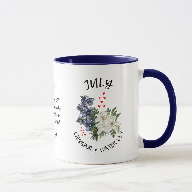 JULI Birth Month Blume Individuelle Name Christlic Tasse (Rechts)