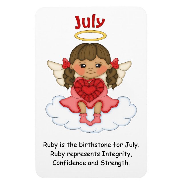 Juli Birthstone Angel Brünett Premium Magnet (Vertikal)