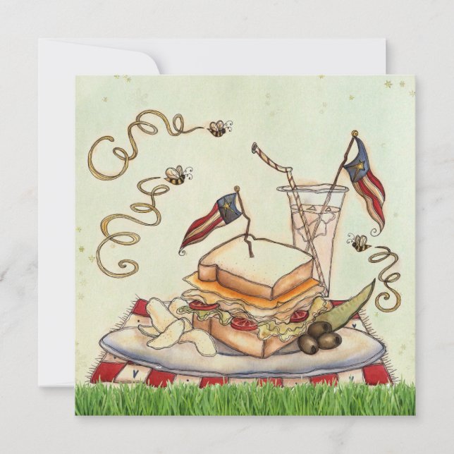 Juli Einladung Picnic (Vorderseite)