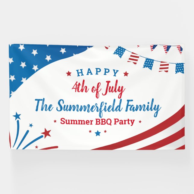 Juli Familiensommer GRILLEN Party Banner (Horizontal)