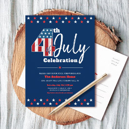Juli Fett Modernes Rustikales Holz USA Flag Einladungspostkarte