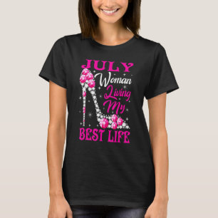 Juli Frauen lebe mein bestes Leben Schuhe Pink Gir T-Shirt