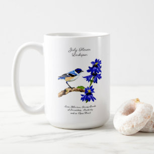 Juli Geburtmonat Blume Bluebird und Larkspur Kaffeetasse