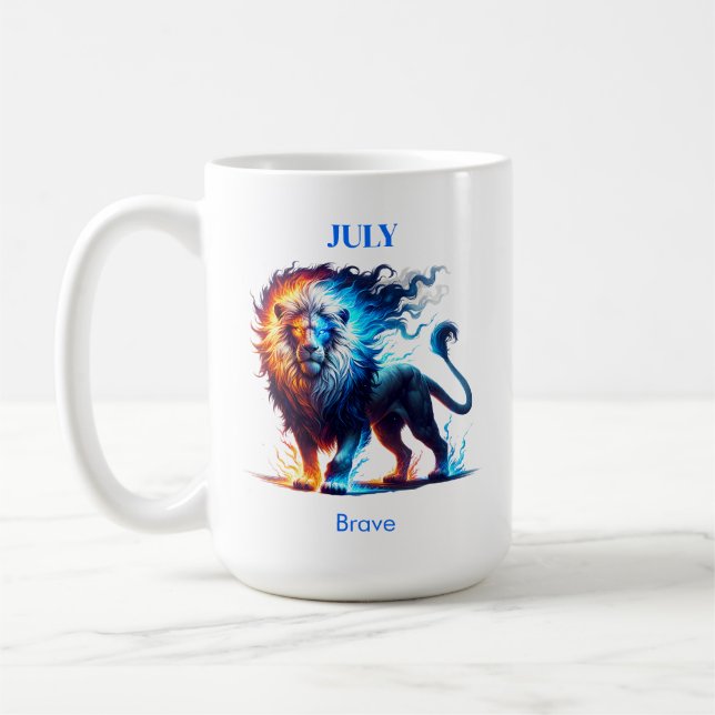 Juli Geburtsmonat Spirit Animal Lion Gift Kaffeetasse (Links)