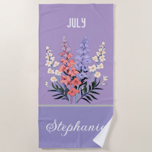 Juli Geburtsname Personalisierte Blume Strandtuch