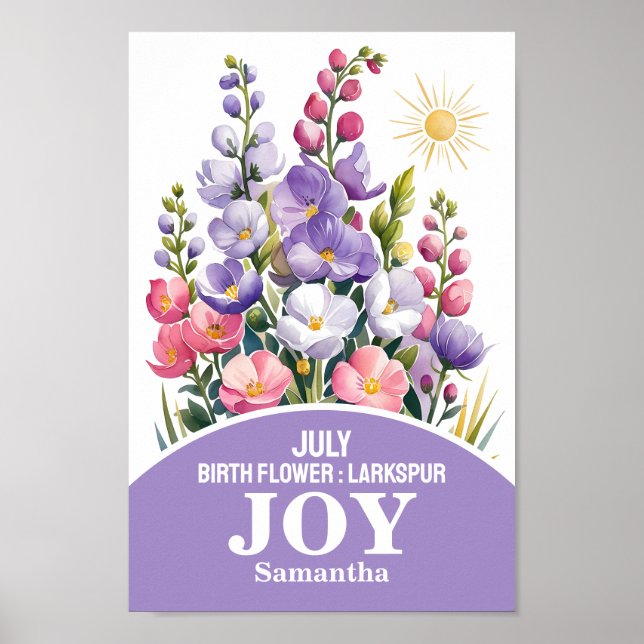Juli Geburtstag Blume Christliches Kinderzimmer Ku Poster (Vorne)