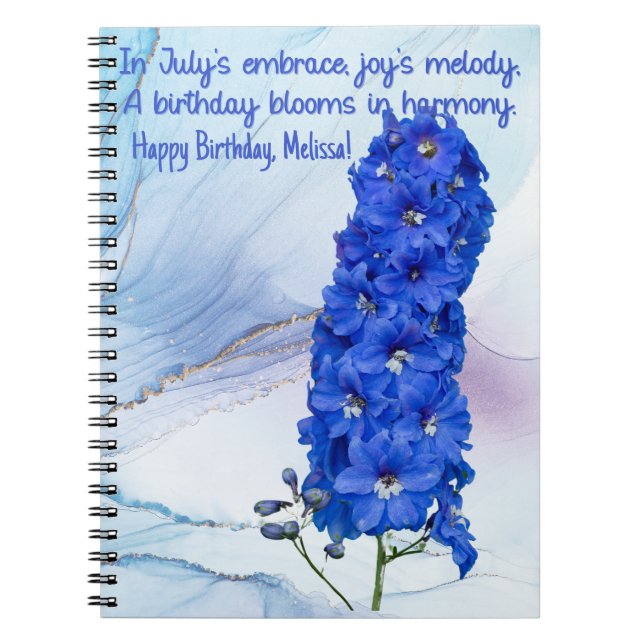 Juli Geburtstag Blume SpiralNotebook Notizblock (Vorderseite)