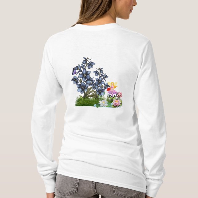 Juli Geburtstag Blume und Stein T-Shirt (Rückseite)