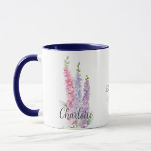 Juli Geburtstag Blume Wasserfarben Larkspur Tasse