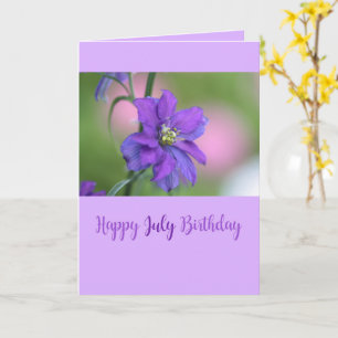 Juli Geburtstag Lila Larkspur Geburtstag Blume Karte