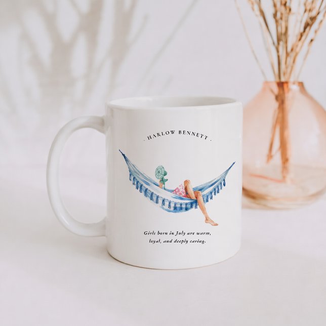 Juli Geburtstagsmonat Mädchen | Monogramm  Kaffeetasse (Von Creator hochgeladen)