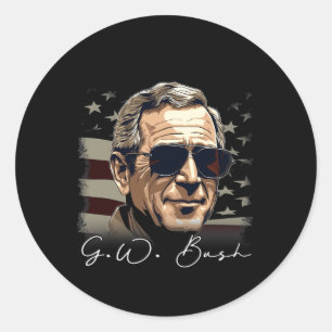 Juli George W. Bush Präsident Portrait Patr Runder Aufkleber