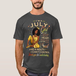 Juli Girl Geburtstag Funny Melanin Afro Queen for  T-Shirt