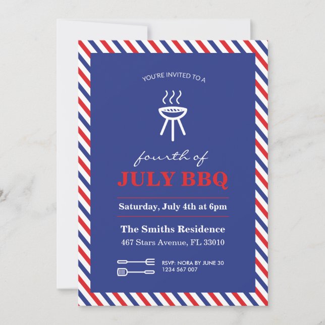 Juli GRILLEN Party Einladung (Vorderseite)