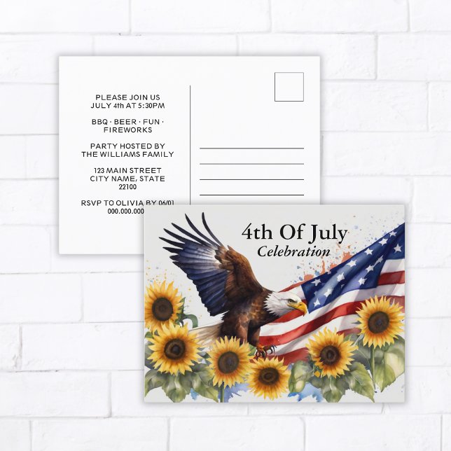 Juli GRILLEN Party Einladung Postkarte (4th Of July Celebration BBQ Party Invitation Postcard
)