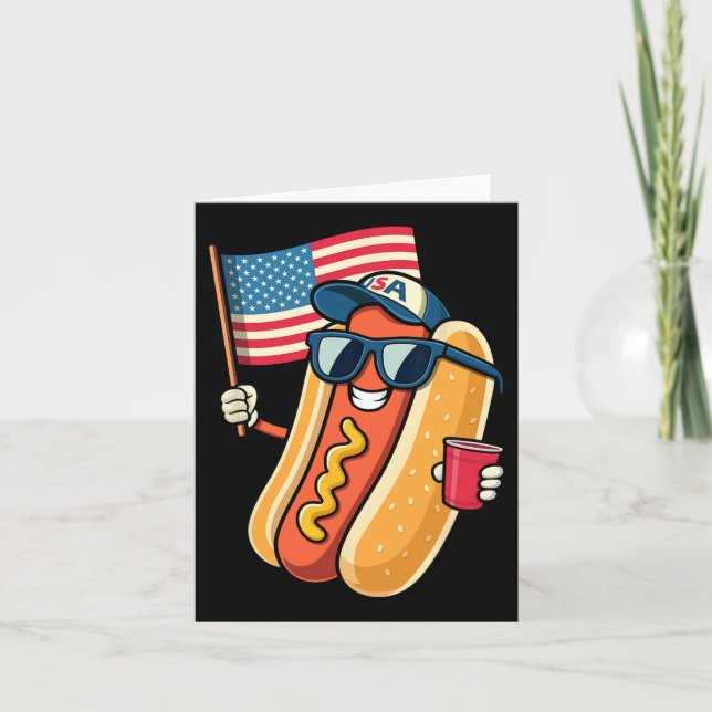 Juli Hotdog Funny Amerikanische Unabhängigkeitstag Karte (Vorderseite)